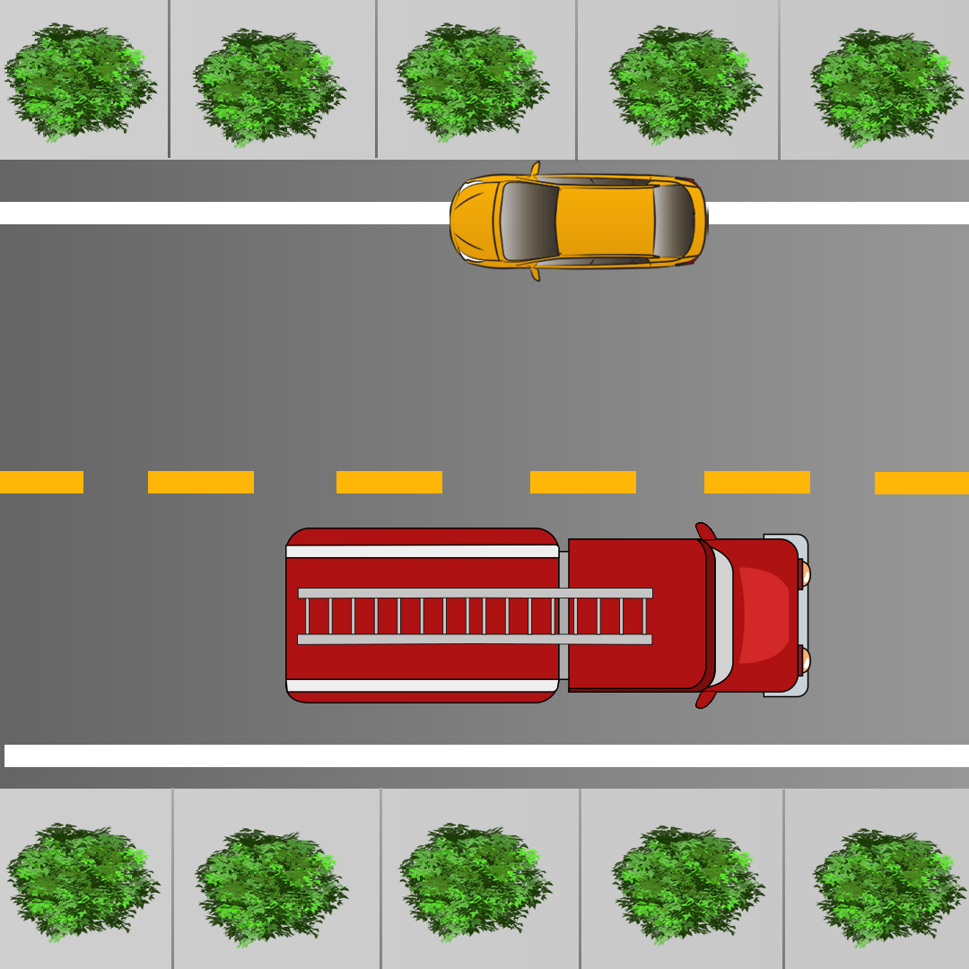 Driving Test Canada - Car Test 5 - What are you legally obligated to do on a two-way street when you hear an emergency vehicle siren?