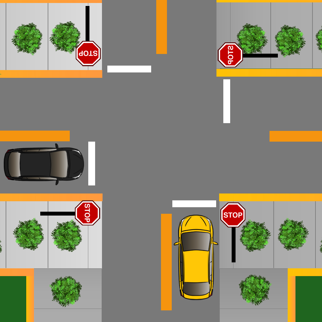 Which vehicle gets the right-of-way at a four-way stop? - Which vehicle gets the right-of-way at a four-way stop?