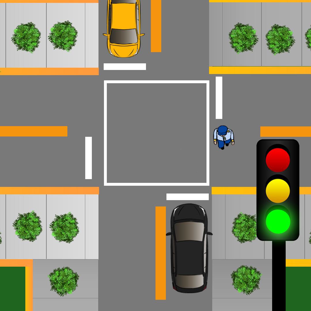 Test 5 - Who has the right of way where a pedestrian is crossing while a traffic signal changes?