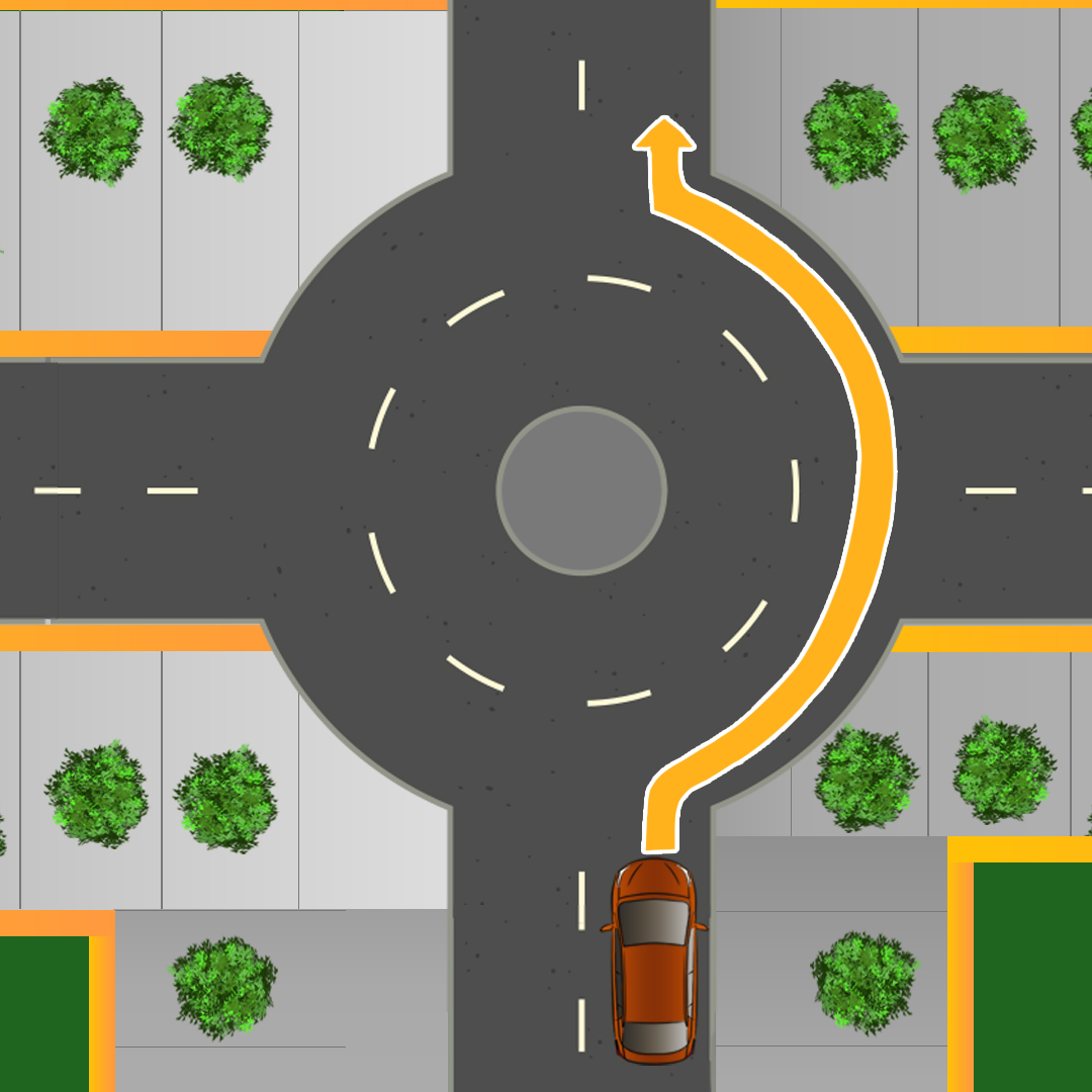 Where should you drive if you are joining a roundabout and planning on staying in the roundabout past the second exit? - Where should you drive if you are joining a roundabout and planning on staying in the roundabout past the second exit?