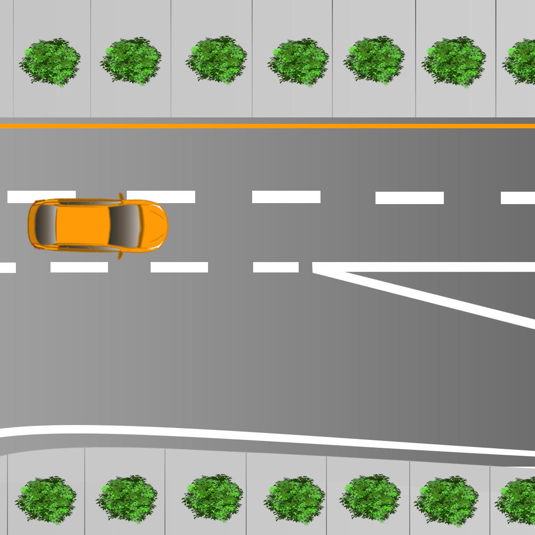 yukon car - What is indicated by continuity lines on the right side of the lane you're driving in?