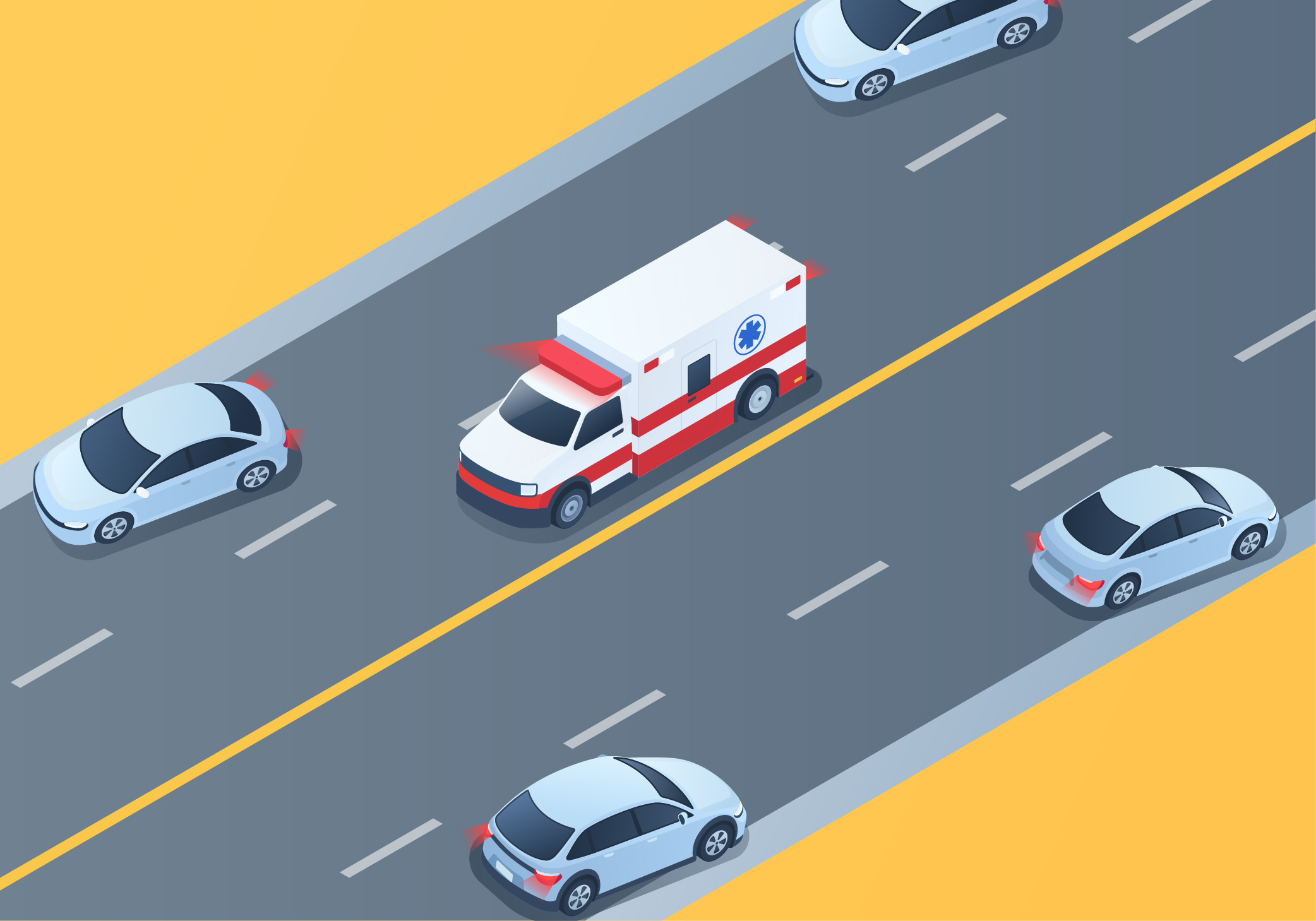 Dealing with particular situations - What should you do when you see an emergency vehicle approaching with flashing blue or red lights?