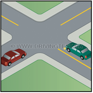 Test 2 - Which vehicle should slow down if two vehicles are approaching an intersection?