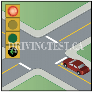 What does a red traffic light with a green arrow indicate at an intersection? - What does a red traffic light with a green arrow indicate at an intersection?