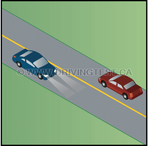 Test 1 - At what distance away from an approaching vehicle do you need to dim your headlights?