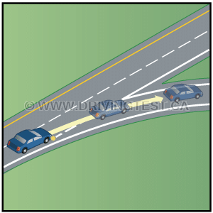 Test 1 - When should you start to decelerate when you're exiting a highway?