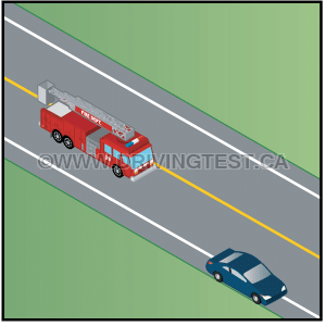 Test 2 - What do you have to do if you see an emergency vehicle approaching you with its lights/sirens on?