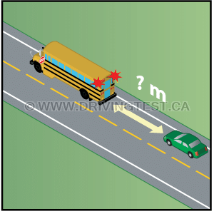 prince-edward-island car - How far away must you stop from a school bus with red flashing lights?