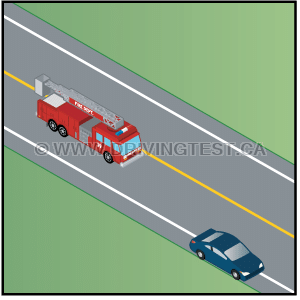 saskatchewan car - What do you need to do on a two-way highway when an emergency vehicle is approaching you from behind with its flashing lights and/or sirens on?