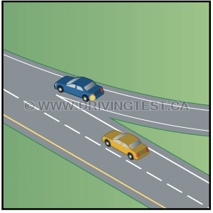 Test 3 - What should you do at the end of the acceleration lane?