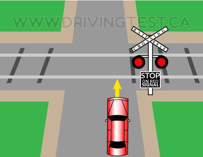 prince-edward-island car - If you are driving toward a railway with the stop lights on, how far away do you need to stop?