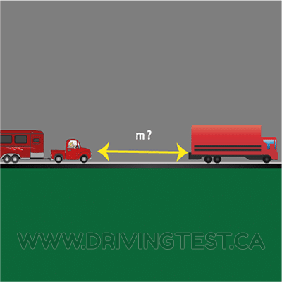 Test 4 - What is the minimum following distance between you and the vehicle in front of you if you are towing a trailer or mobile home?