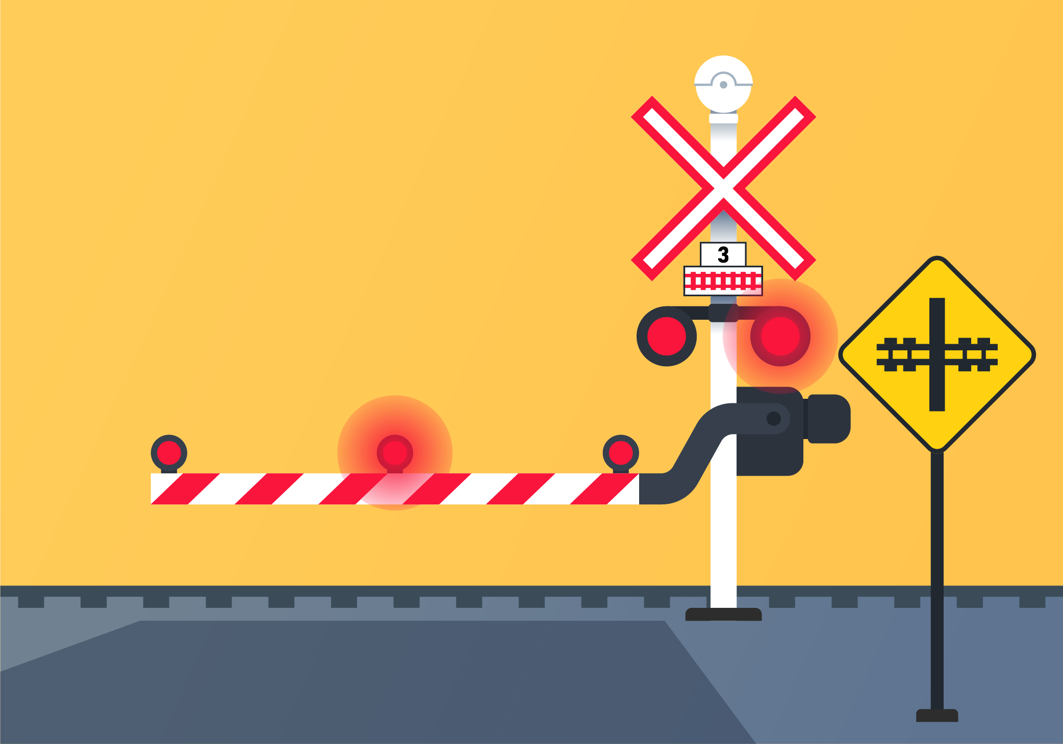 Riding Under Particular Conditions - What warning signals do railway crossings have?